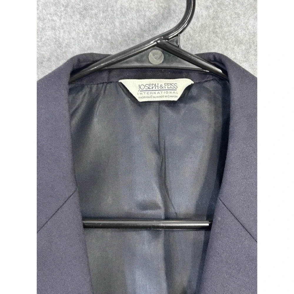 Mens Navy Wool Blazer Gold Crest Buttons 43R Joseph & Feiss 2 Btn Sport Coat